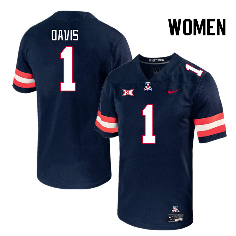Women #1 Tacario Davis Arizona Wildcats Big 12 Conference College Football Jerseys Stitched-Navy